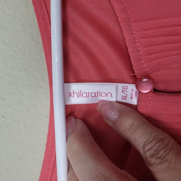 Xhilaration Womens Peach Balloon Sleeve Round Neck Pullover Shift Dress Size XL - Picture 7 of 8